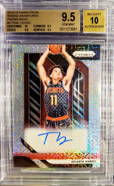 TRAE YOUNG 2018-19 PRIZM MOJO ROOKIE AUTO #11/25 1/1 JERSEY NUMBER BGS 9.5/10 GEM HAWKS
